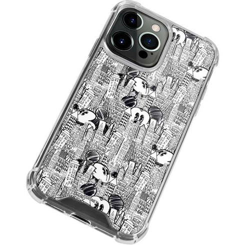 Disney Mickey Mouse Cityscape Sketch iPhone 14 Pro Clear Case